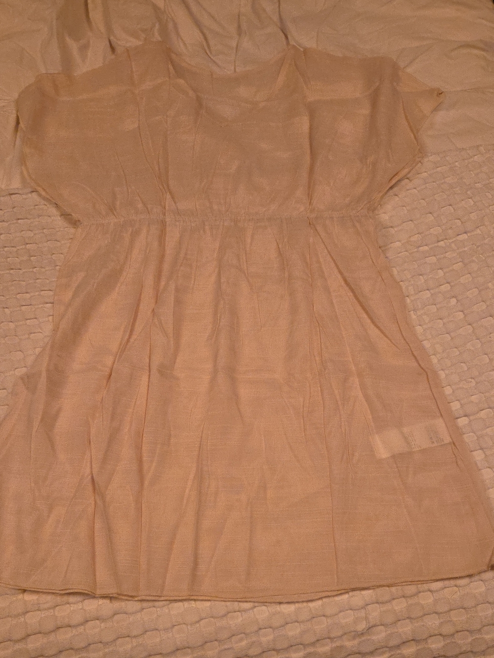 Sheer Cream Short Sleeve Beach Cover Up Med